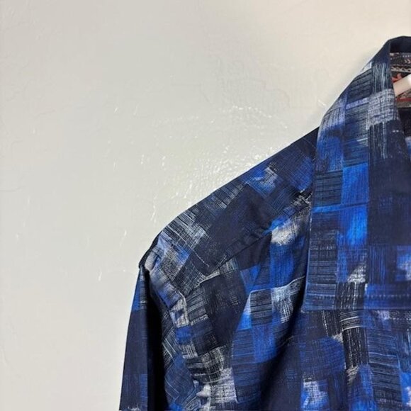 Robert Graham Shirt Mens Medium Blue Black Classic Flip Cuff Paisley Abstract - Picture 2 of 8
